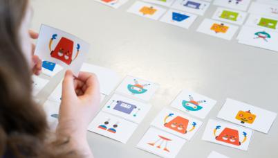 Students play their building bots game