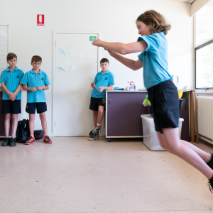 Student jumping