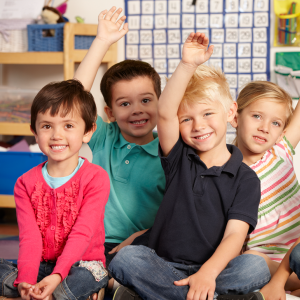 Students raising hand