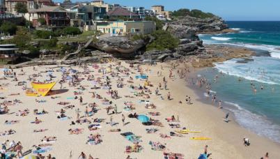 A busy beach on a pleasant day