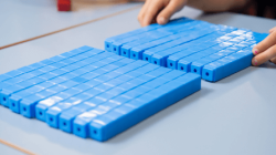 Students using counting bricks