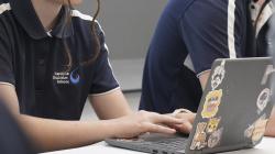 Student working on laptop