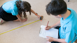 Students measure and record