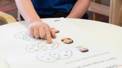 A student lines up counters